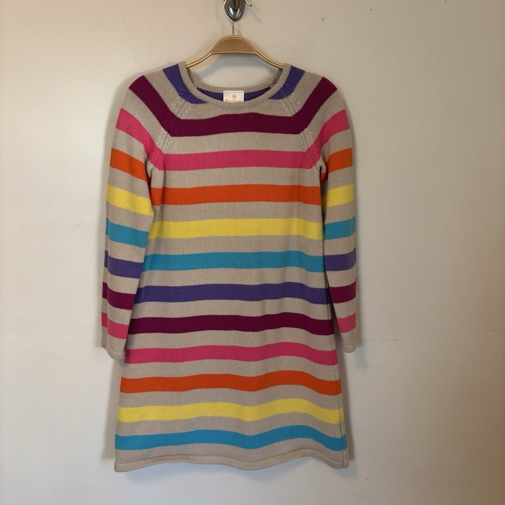 Hanna Andersson Girls Rainbow Striped Knit Sweater Dress Long Sleeve 150 US 12‎
